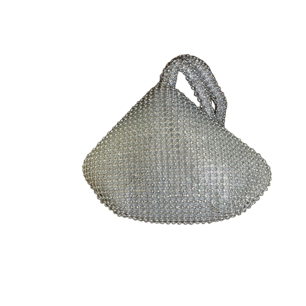 Sparkling Silver Kiss Handbag Rhinestone Embellished Evening Clutch